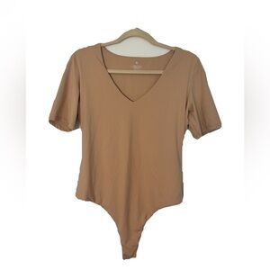 Fitted Tan Bodysuit Top